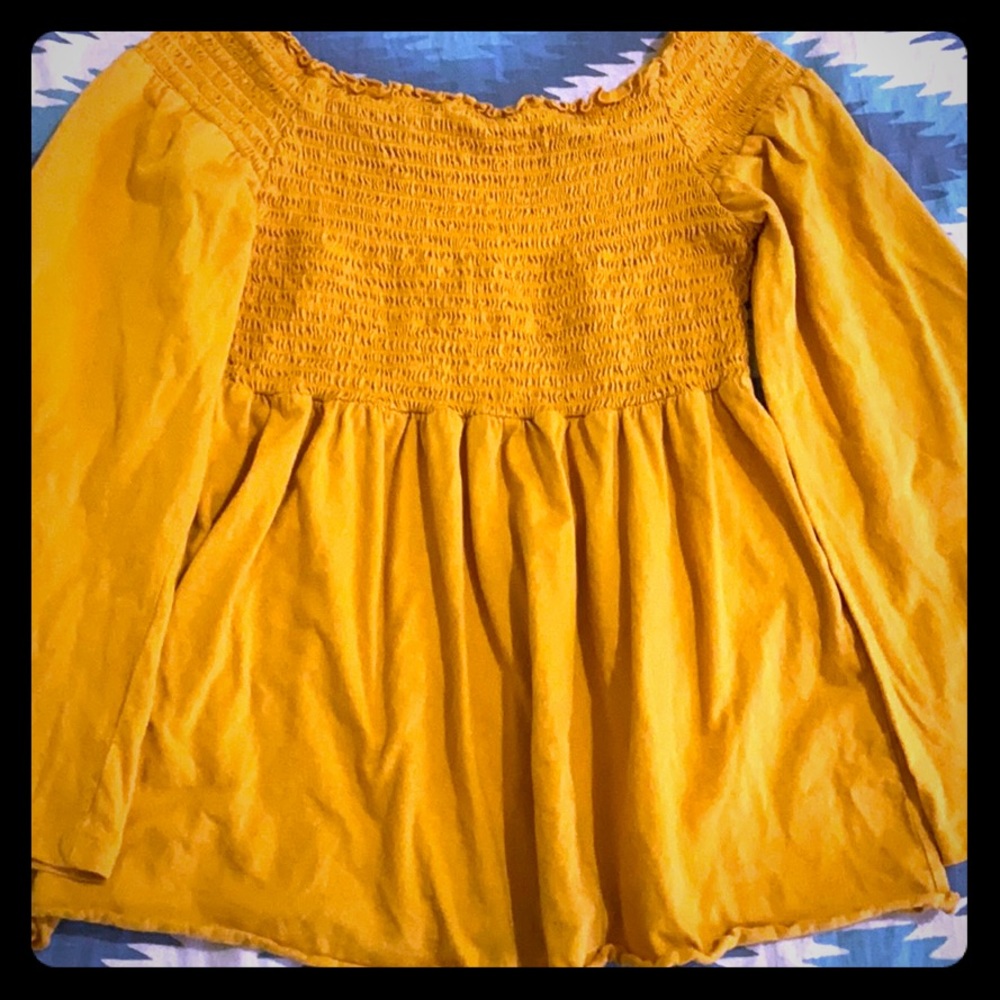 Funky mustard yellow boat neck top